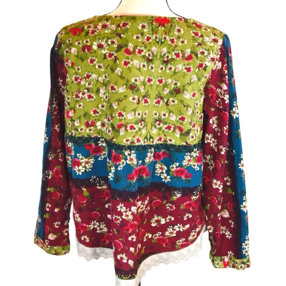 Zanzea Collection Mixed Print Cotton Long Sleeve Top, Size XL - Picture 5 of 6